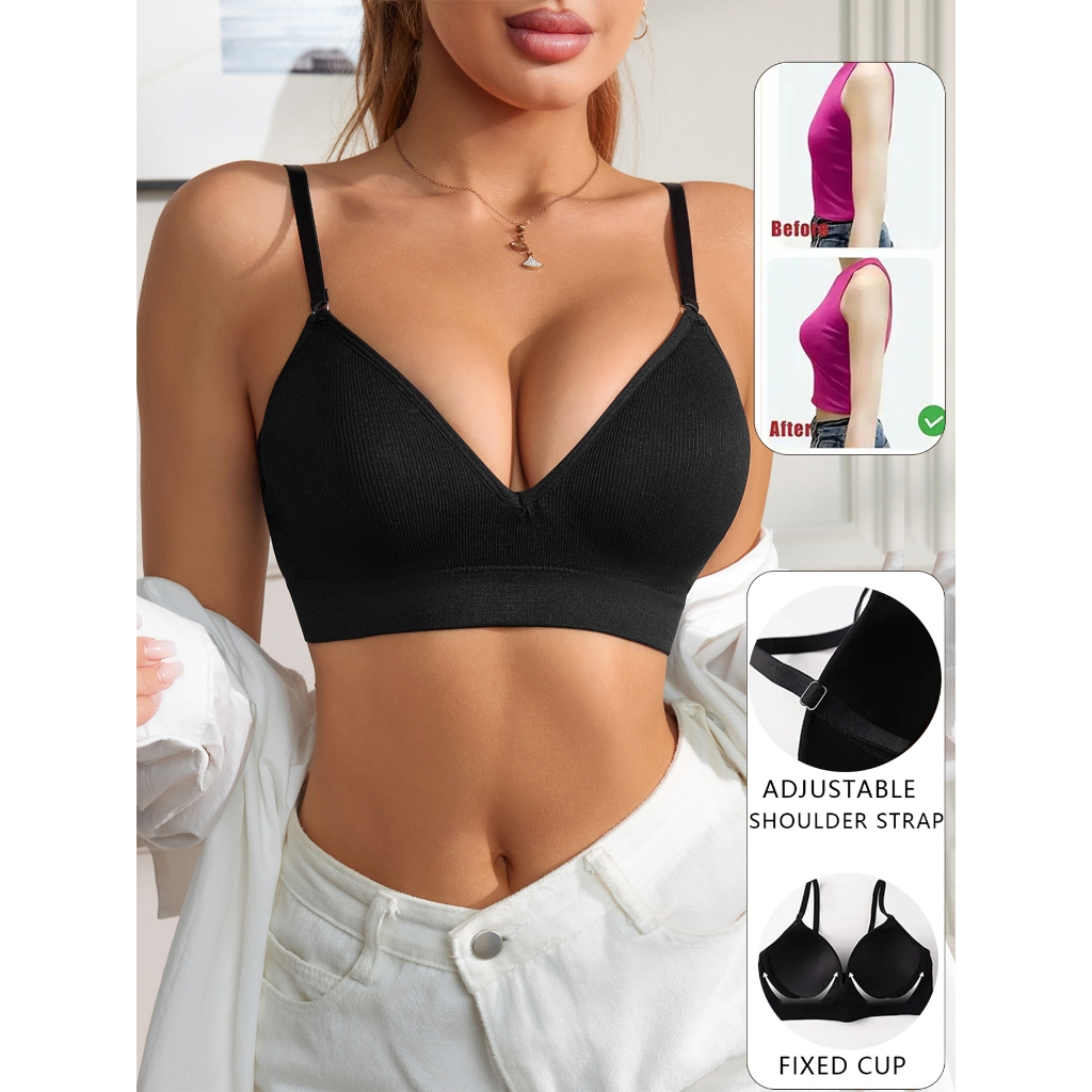 Sutiã Comfort Lift Sem Costura Preto Listrado
