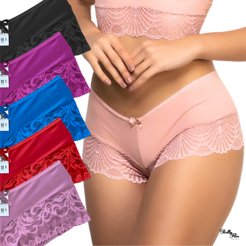 Kit 5 Calcinhas Renda Luxo Conforto Absoluto