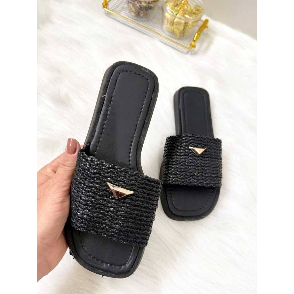 Sandália Rafia Natural Chic Flat