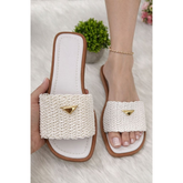 Sandália Rafia Natural Chic Flat