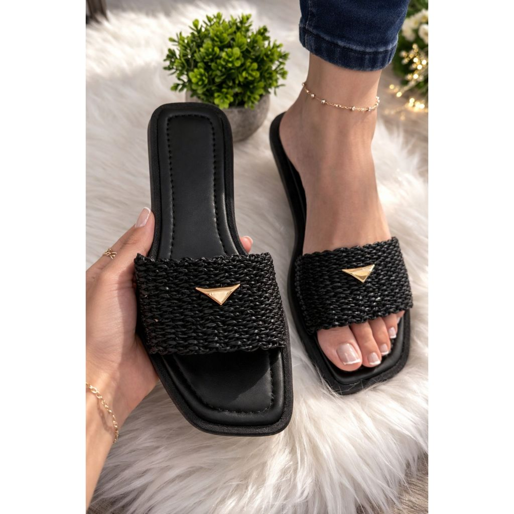 Sandália Rafia Natural Chic Flat