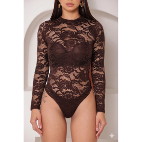 Body Renda Glamour Manga Longa Sexy